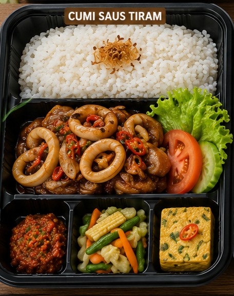 Spesial Bento Nasi + Cumi Saus Tiram